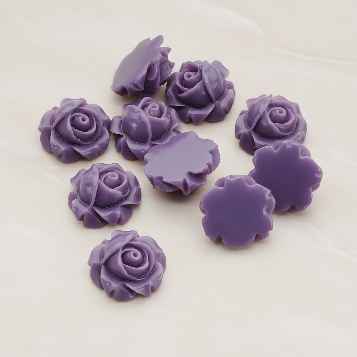 Half Rose Flower Flat Back Cabochon, 4 Pc (CB.176)