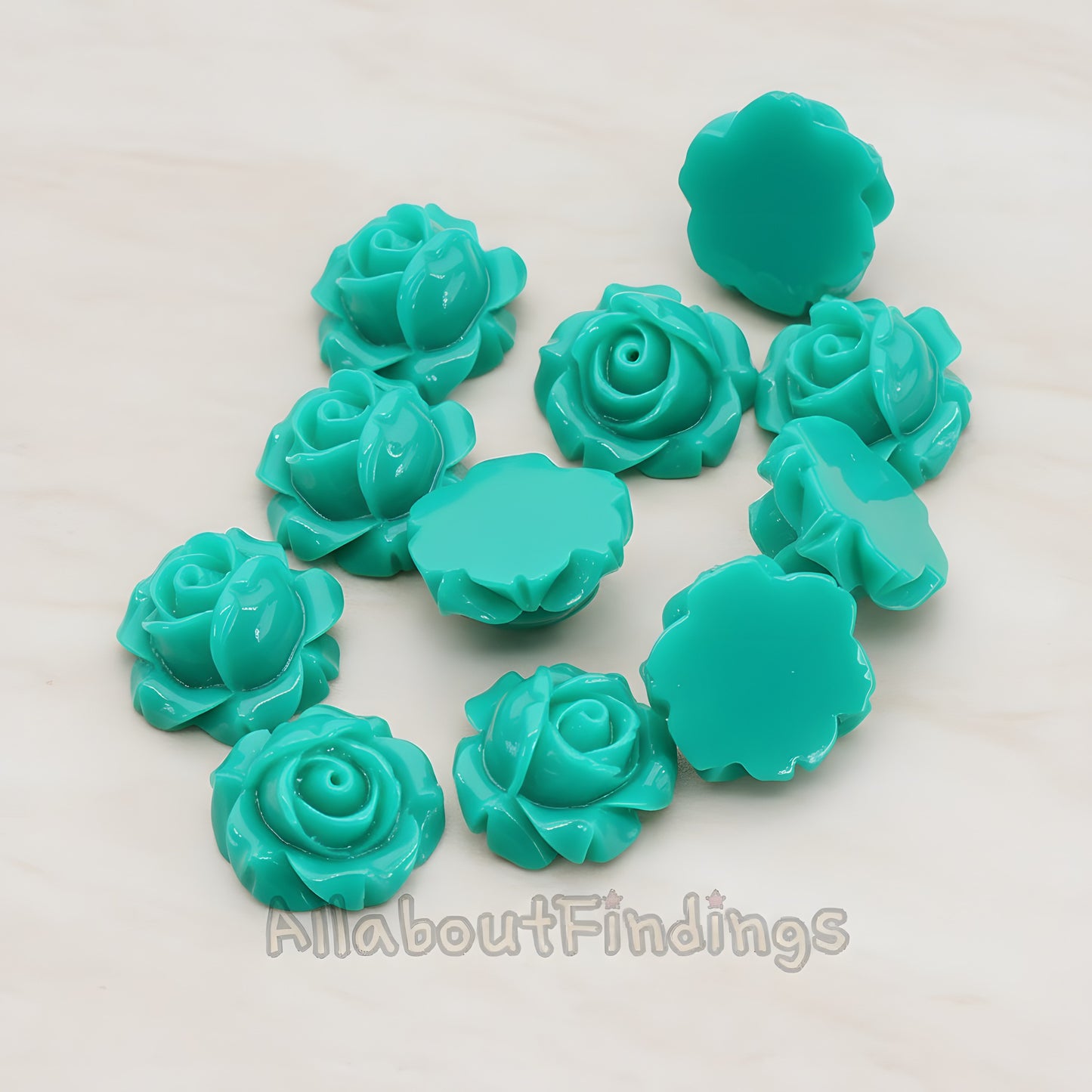 Half Rose Flower Flat Back Cabochon, 4 Pc (CB.176)