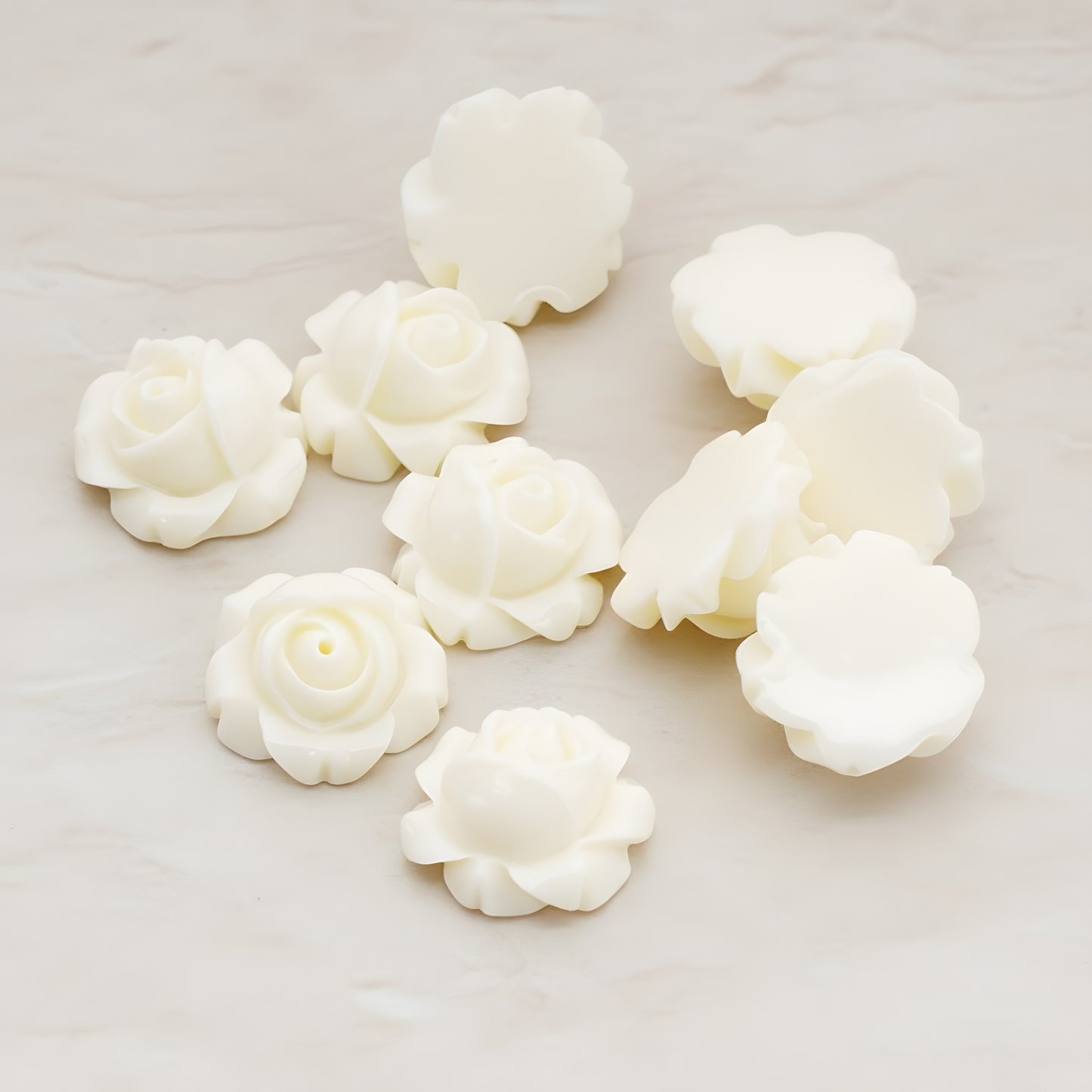 Half Rose Flower Flat Back Cabochon, 4 Pc (CB.176)