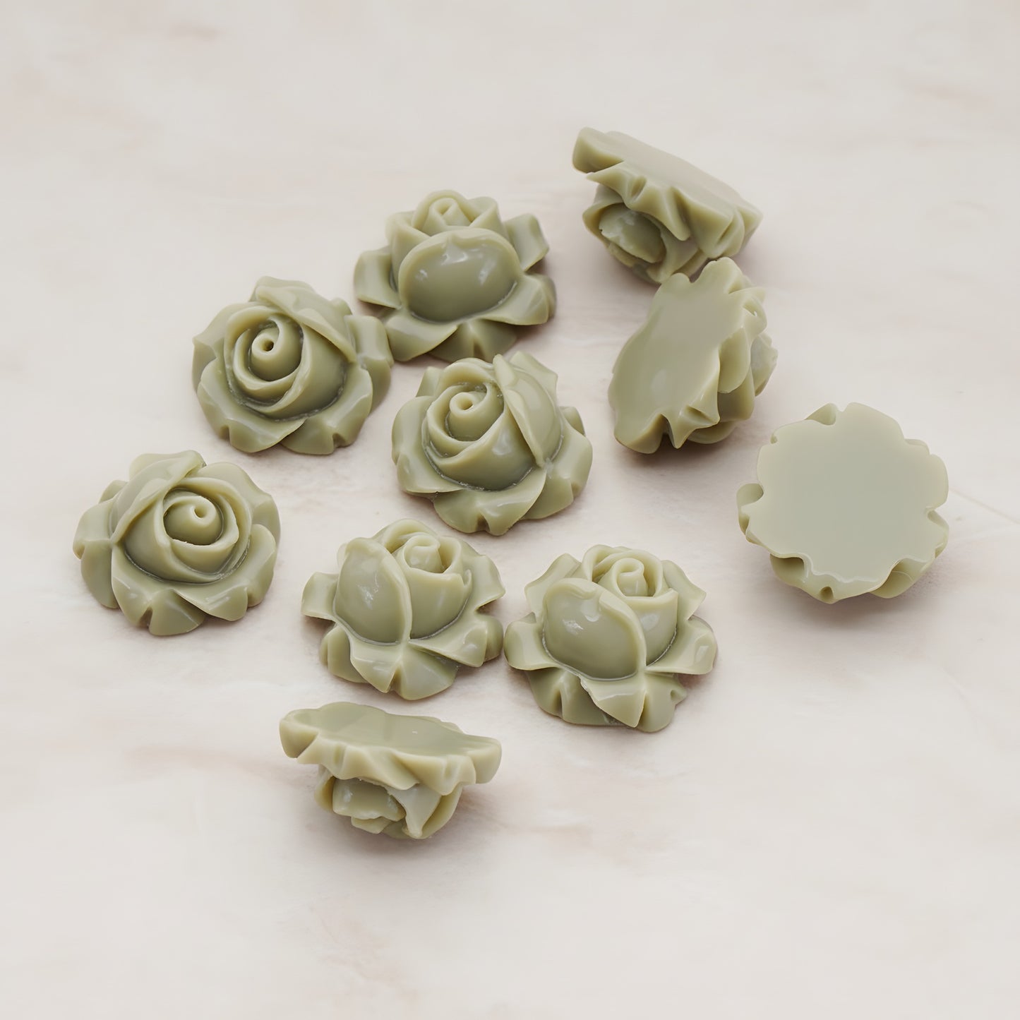 Half Rose Flower Flat Back Cabochon, 4 Pc (CB.176)