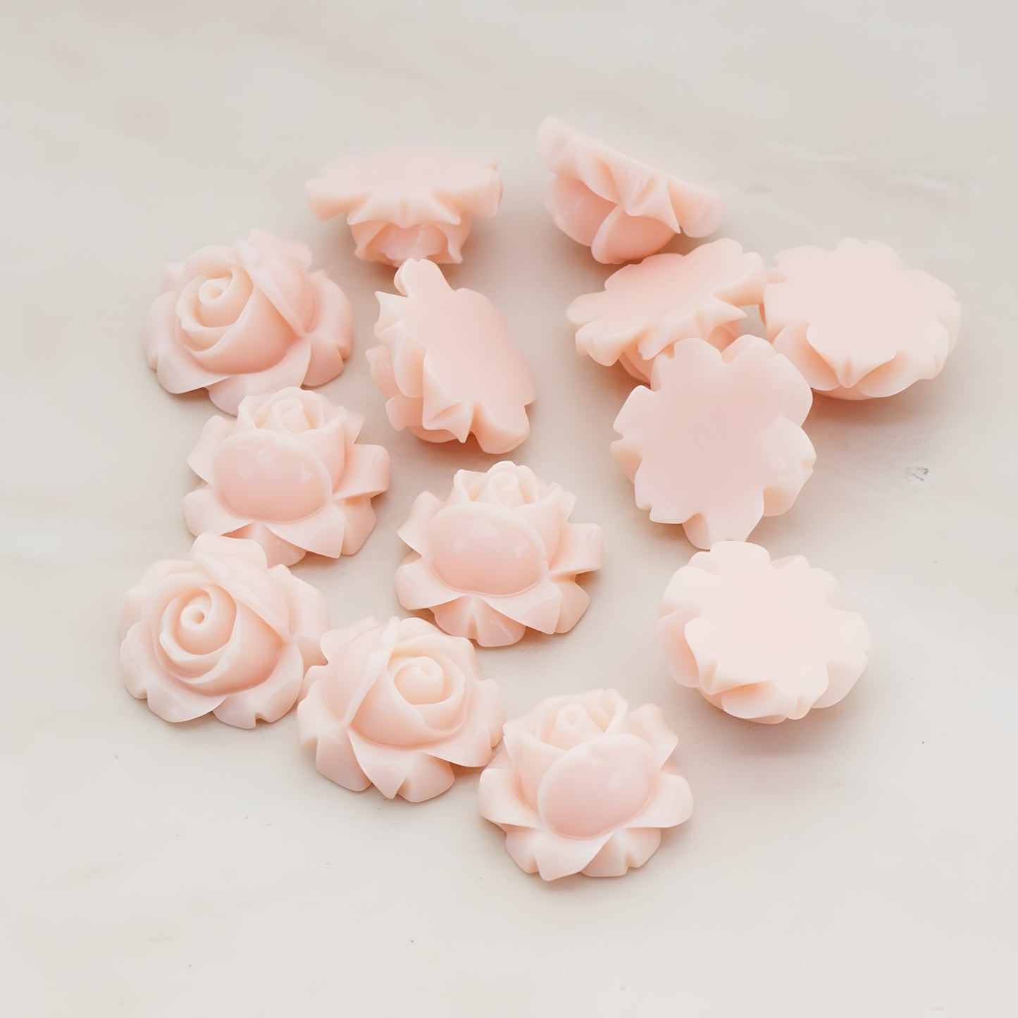 Half Rose Flower Flat Back Cabochon, 4 Pc (CB.176)