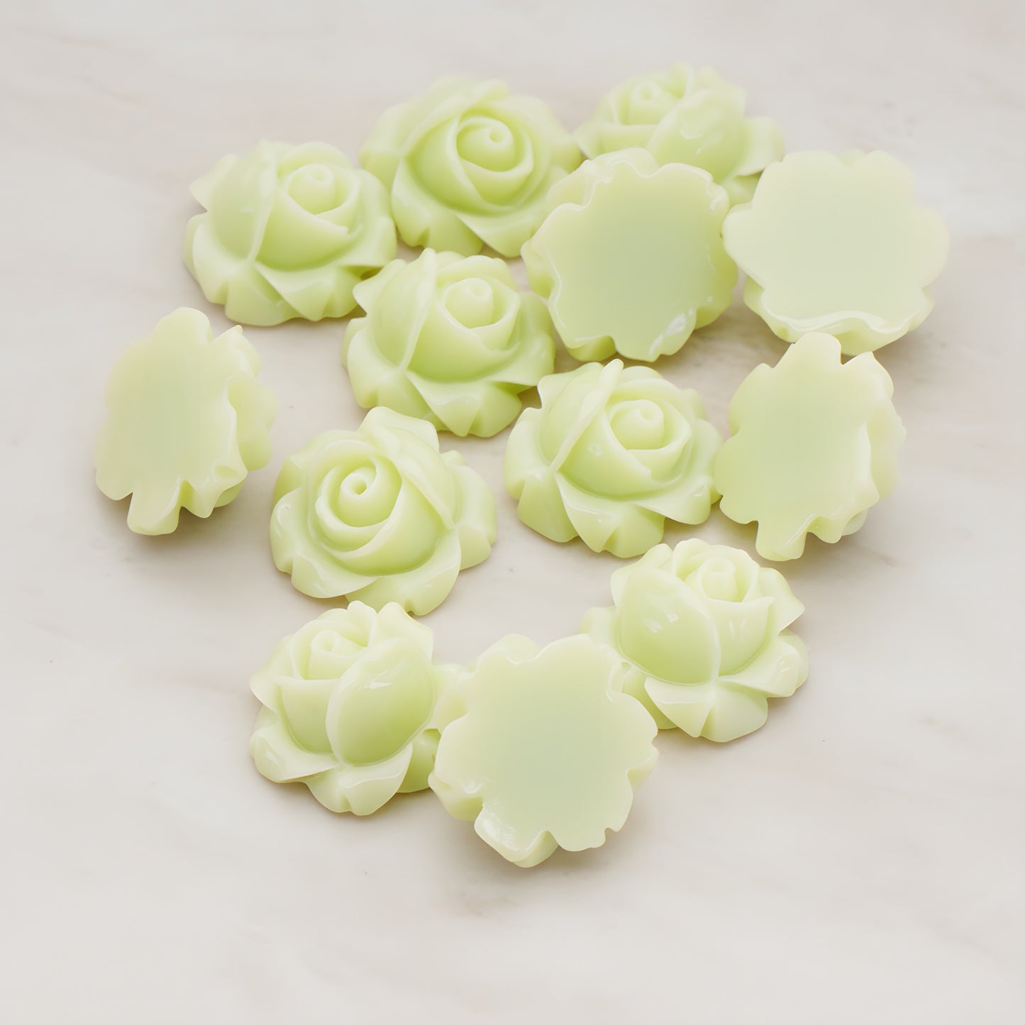 Half Rose Flower Flat Back Cabochon, 4 Pc (CB.176)