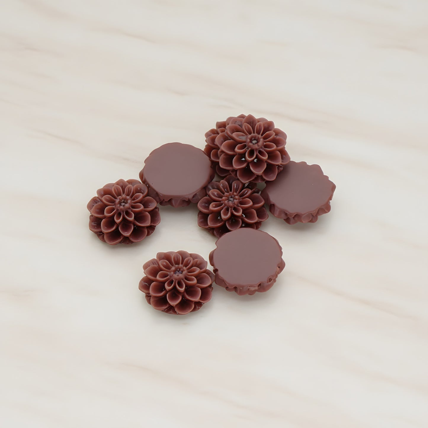 Small Mum Flower Flat Back Cabochon, 6 Pc (CB.177)