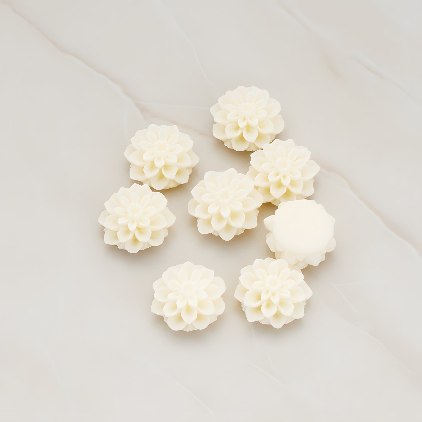 Small Mum Flower Flat Back Cabochon, 6 Pc (CB.177)