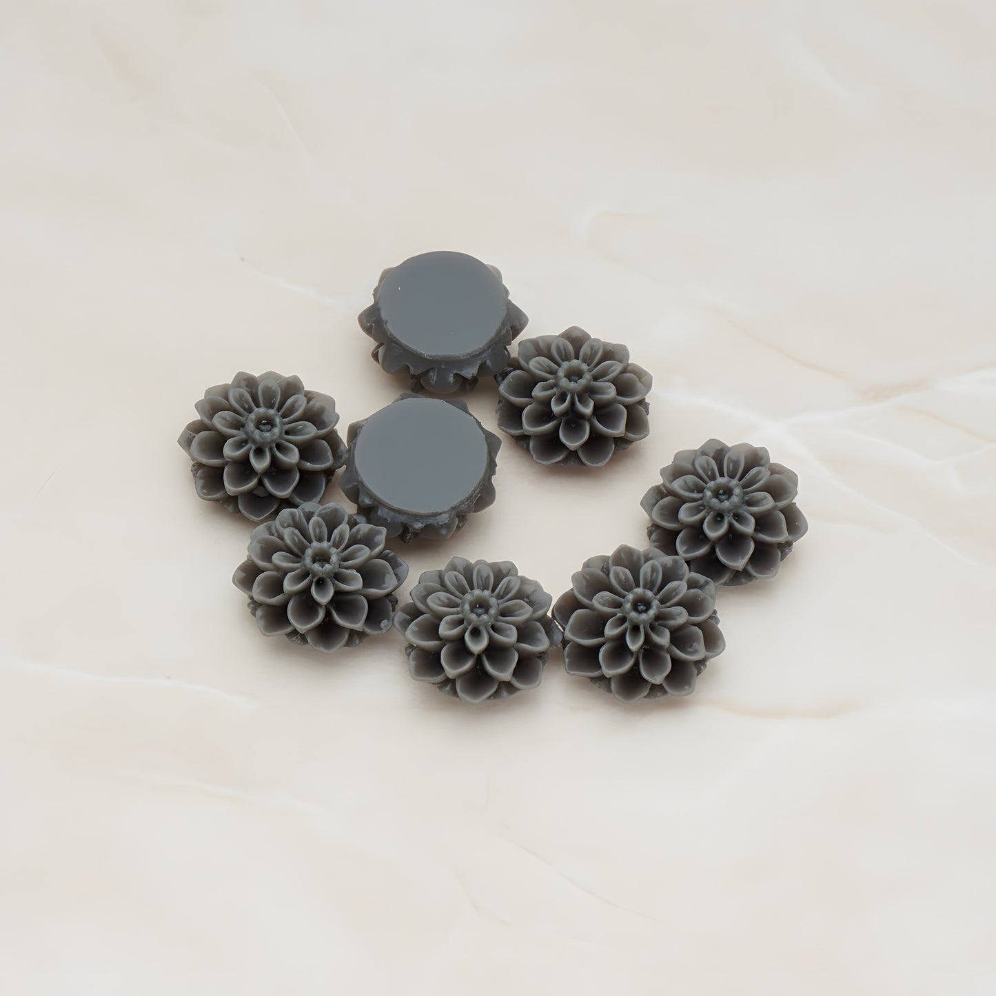 Small Mum Flower Flat Back Cabochon, 6 Pc (CB.177)
