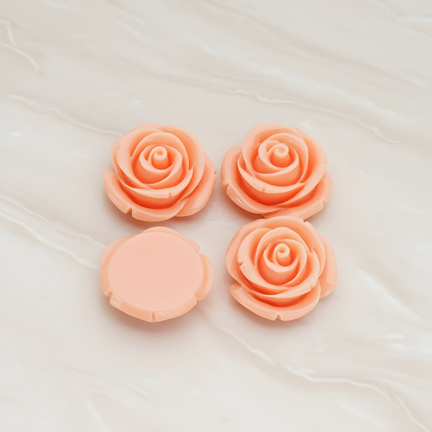 Chunky Rose Flower Flat Back Cabochon, 4 Pc (CB.181-01)