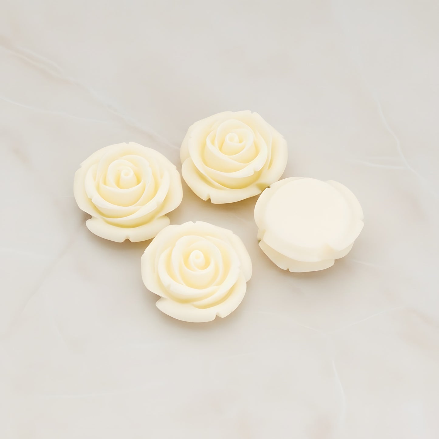 Chunky Rose Flower Flat Back Cabochon, 4 Pc (CB.181-01)