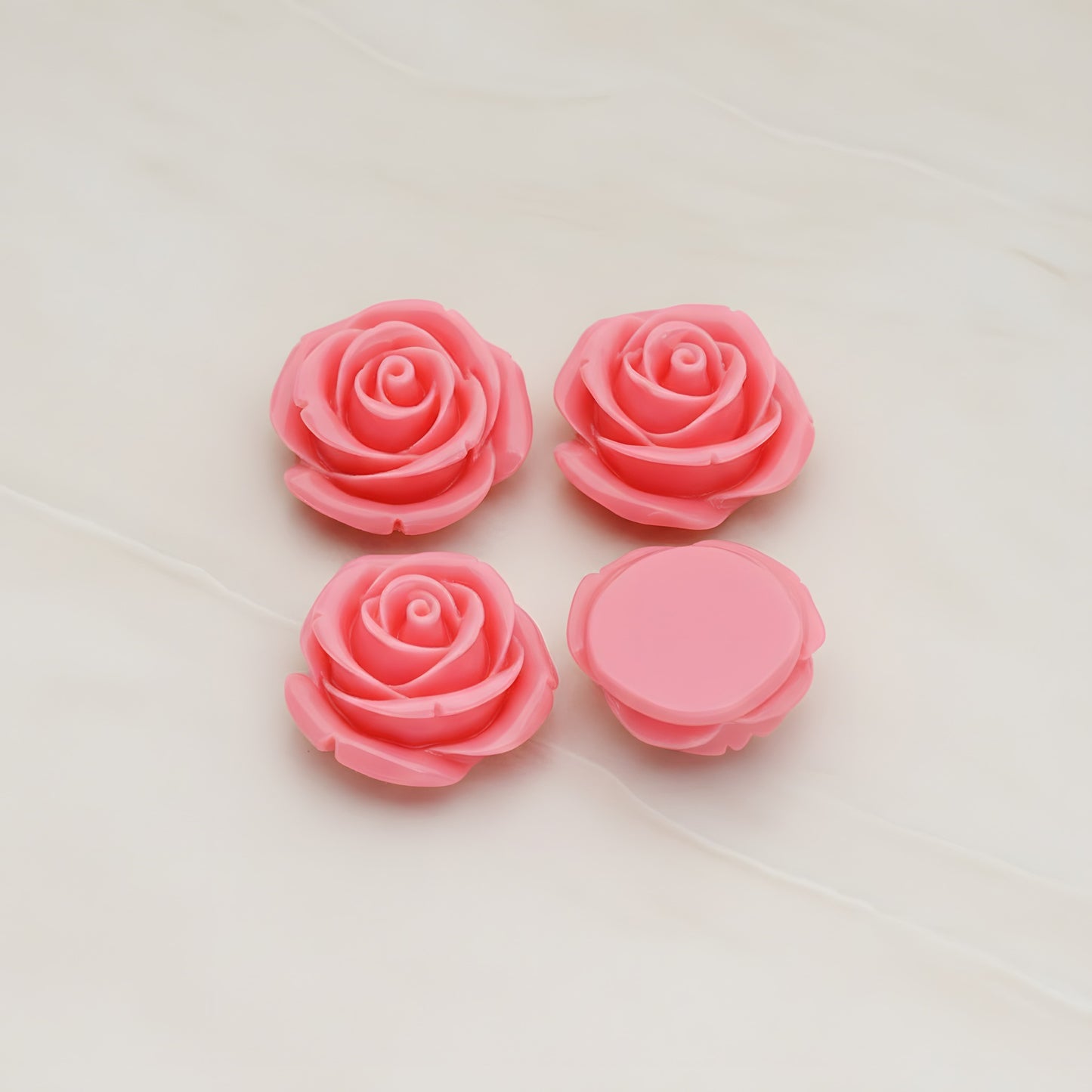 Chunky Rose Flower Flat Back Cabochon, 4 Pc (CB.181-01)