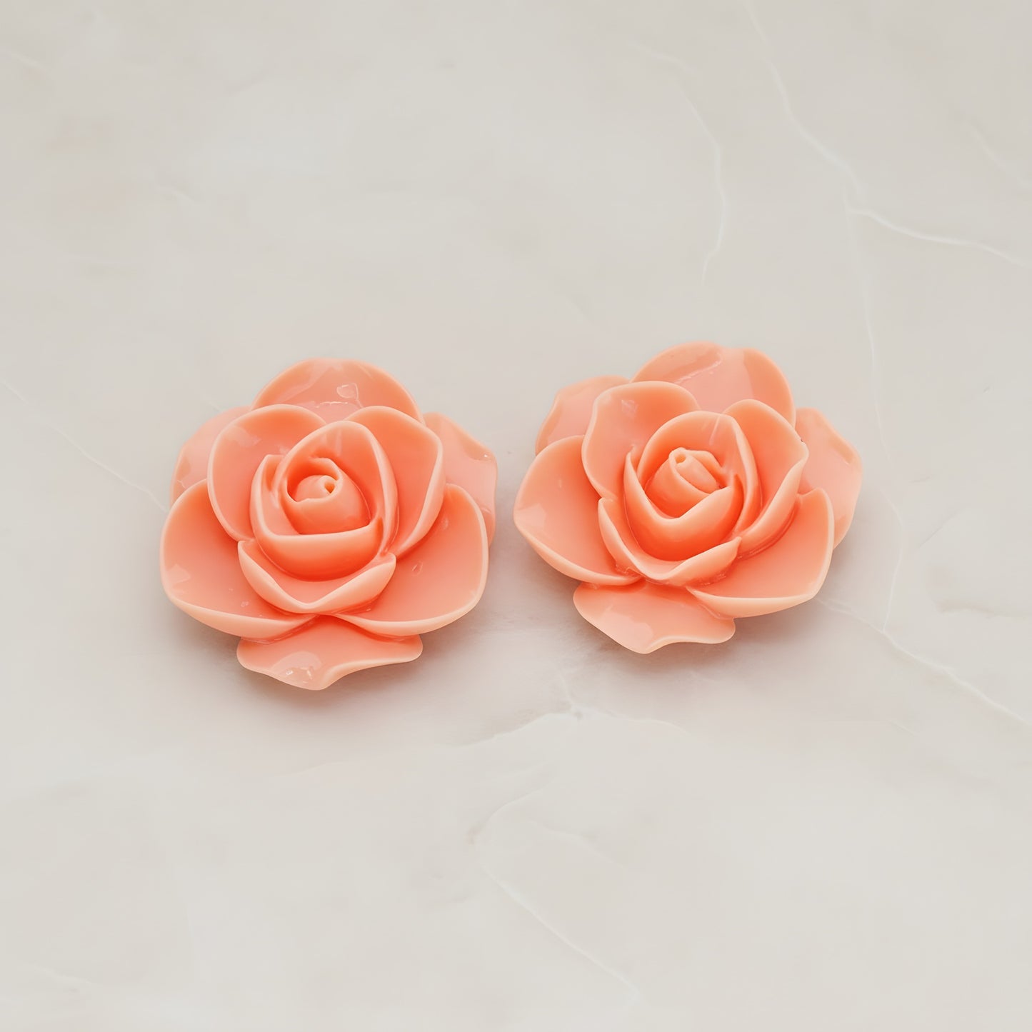Button Rose Flower Flat Back Cabochon, 2 Pc (CB.183-03)