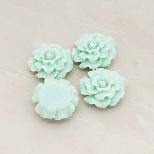 Ruffle Rose Flower Flat Back Cabochon, 4 Pc (CB.188-01)
