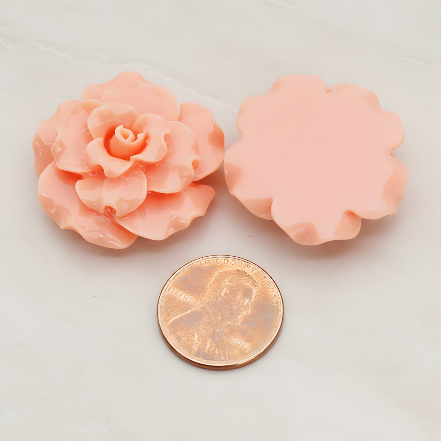 Ruffle Rose Flower Flat Back Cabochon, 2 Pc (CB.188)