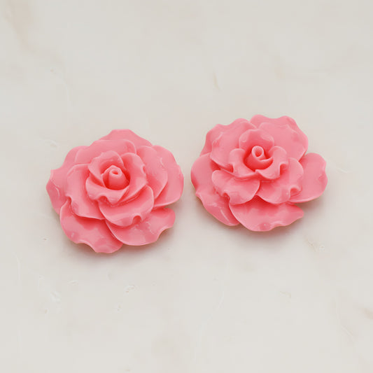 Ruffle Rose Flower Flat Back Cabochon, 2 Pc (CB.188)