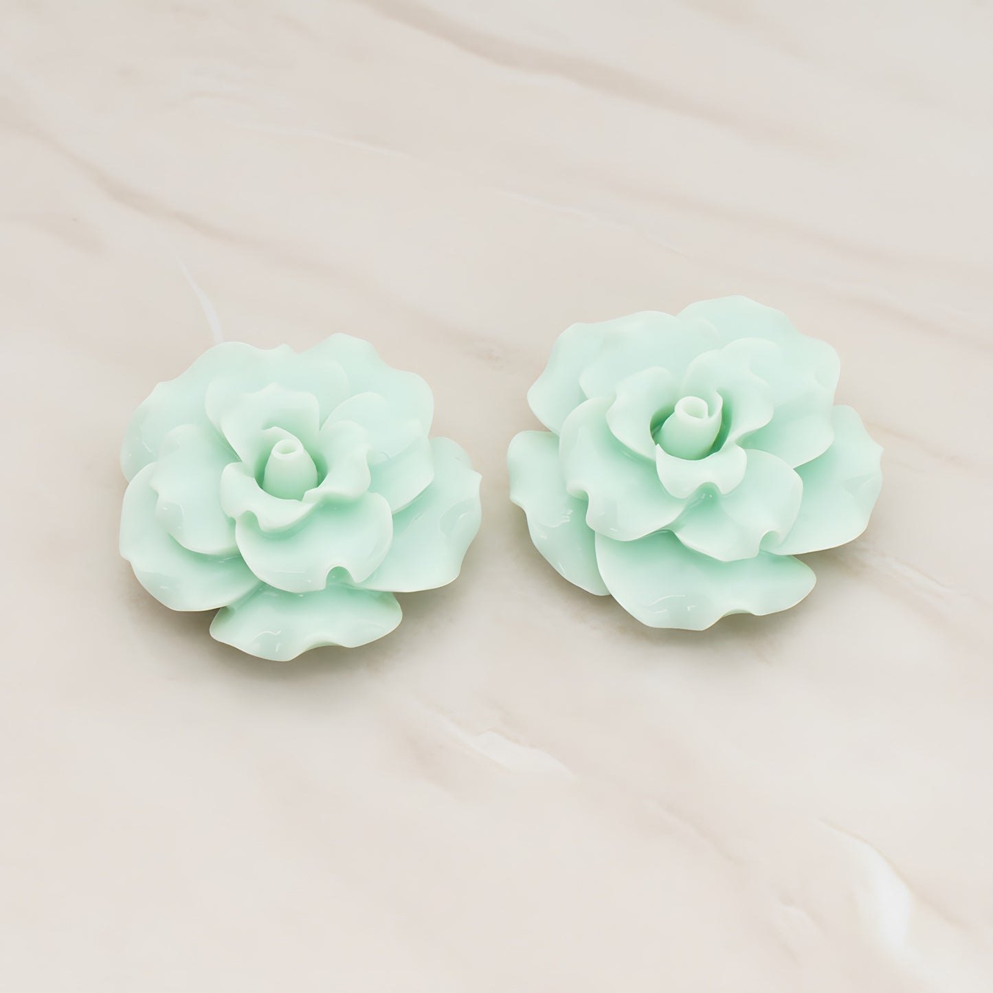Ruffle Rose Flower Flat Back Cabochon, 2 Pc (CB.188)