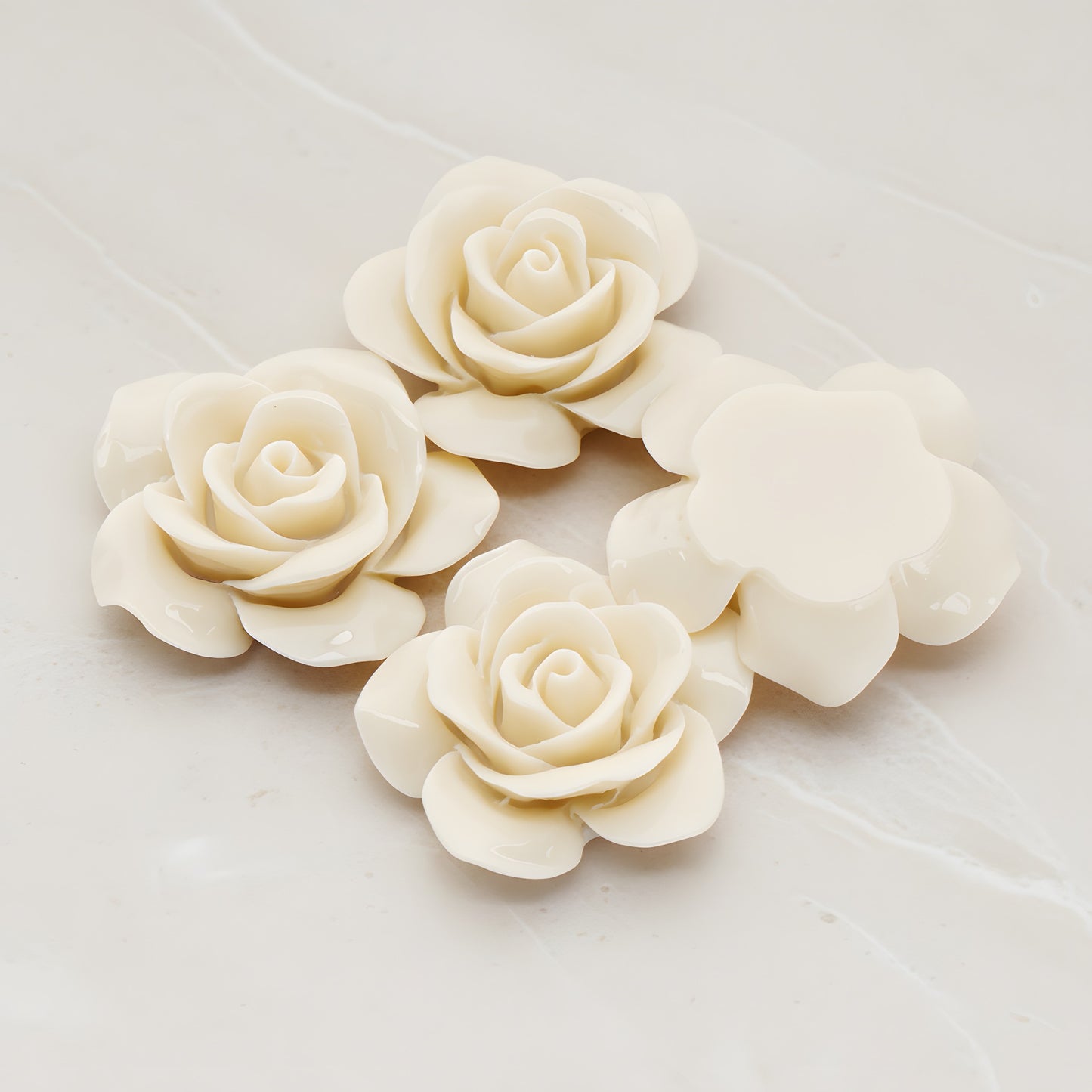 Rose Flower Flat Back Cabochon, 2 Pc (CB.189)
