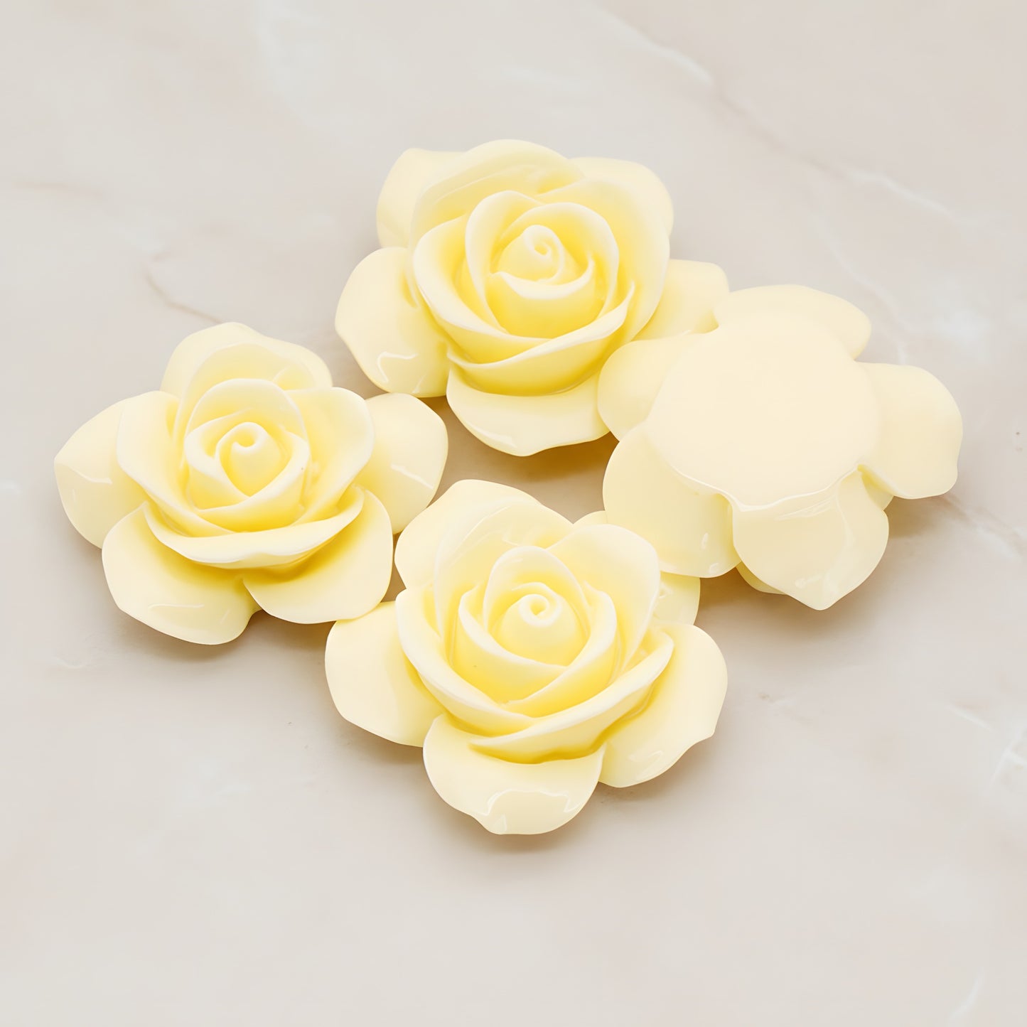 Rose Flower Flat Back Cabochon, 2 Pc (CB.189)