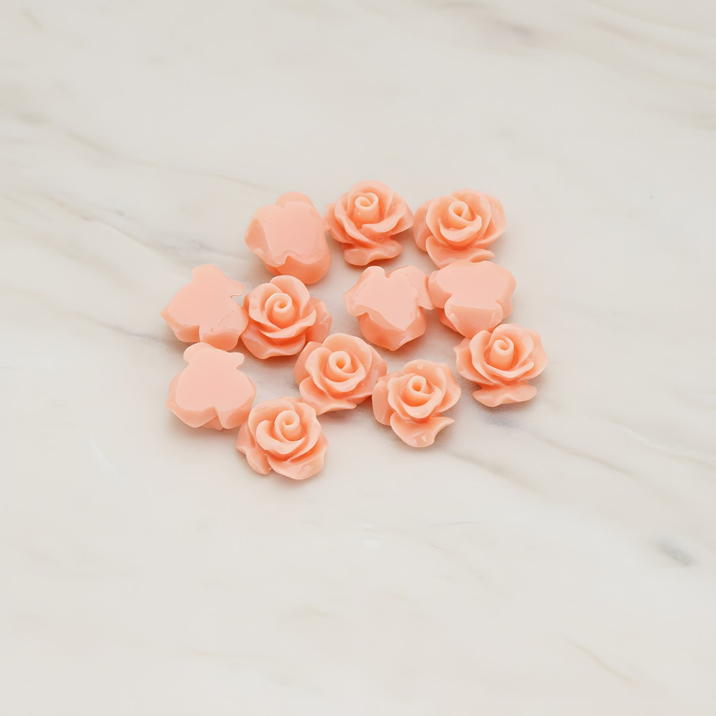 Small Bloom Rose Flower Flat Back Cabochon, 6 Pc (CB.191-01)