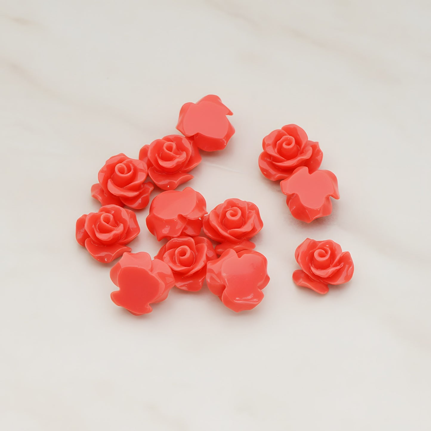 Small Bloom Rose Flower Flat Back Cabochon, 6 Pc (CB.191-01)