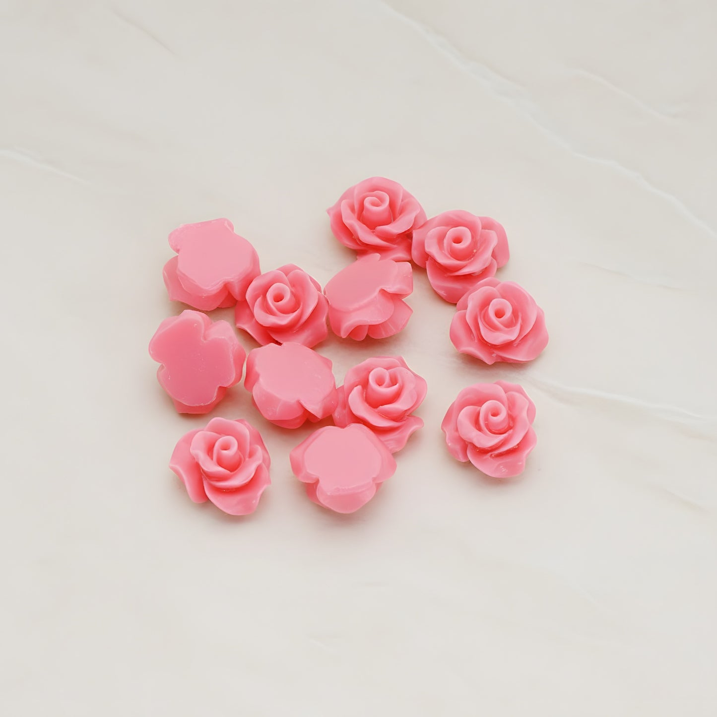 Small Bloom Rose Flower Flat Back Cabochon, 6 Pc (CB.191-01)