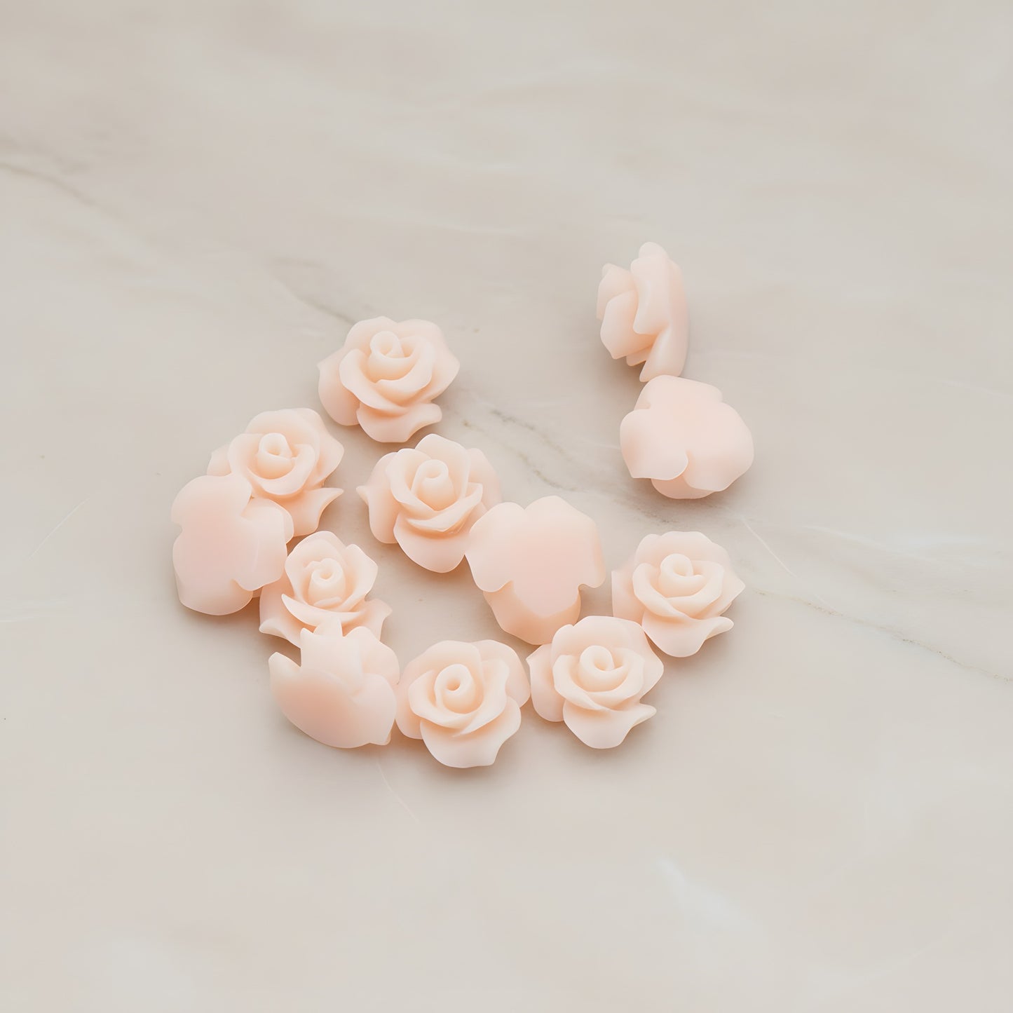 Small Bloom Rose Flower Flat Back Cabochon, 6 Pc (CB.191-01)