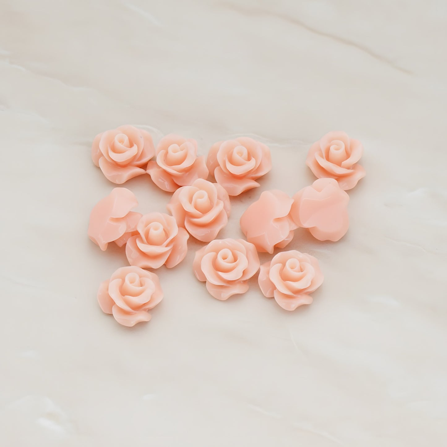Small Bloom Rose Flower Flat Back Cabochon, 6 Pc (CB.191-01)