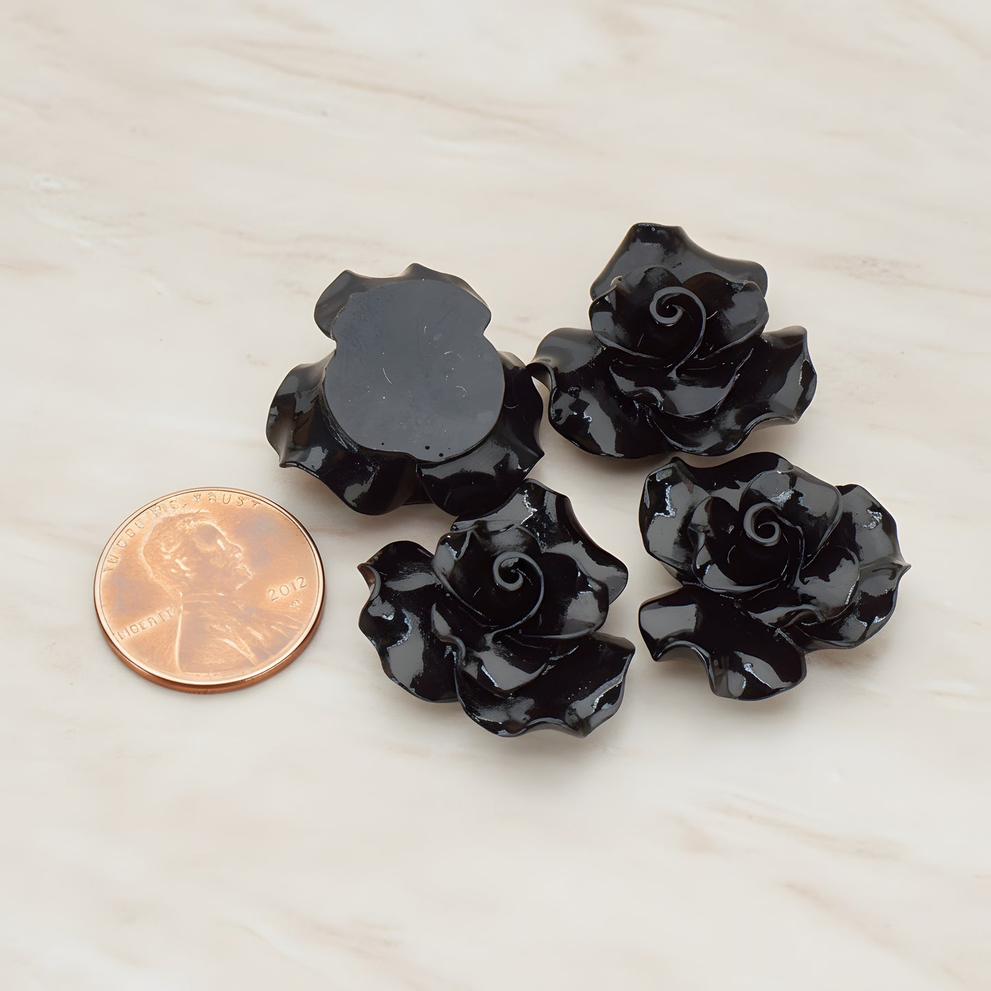 Bloom Rose Flower Flat Back Cabochon, 4 Pc (CB.191)