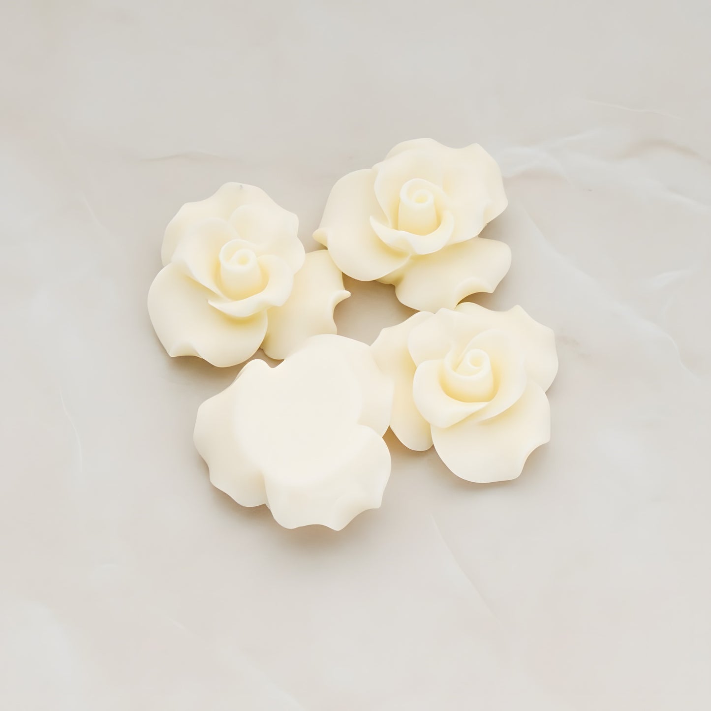 Bloom Rose Flower Flat Back Cabochon, 4 Pc (CB.191)
