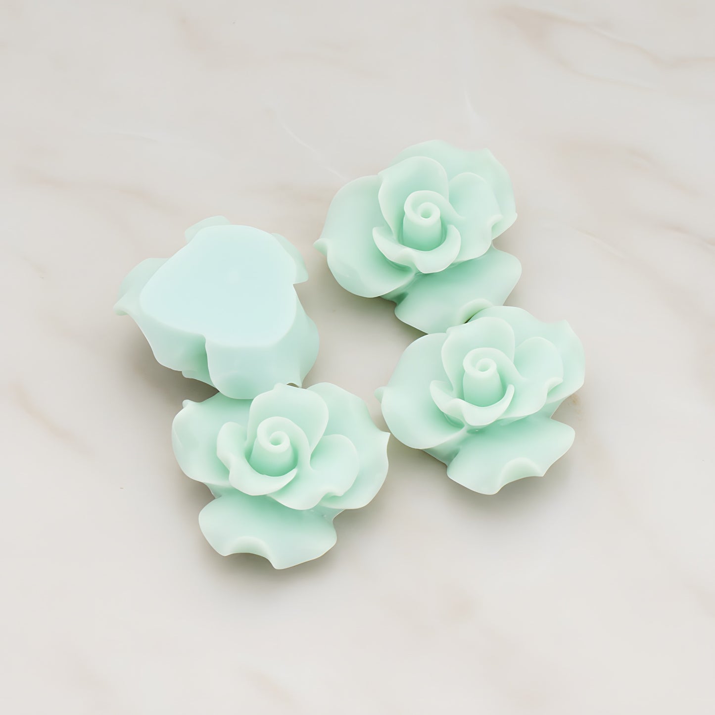 Bloom Rose Flower Flat Back Cabochon, 4 Pc (CB.191)