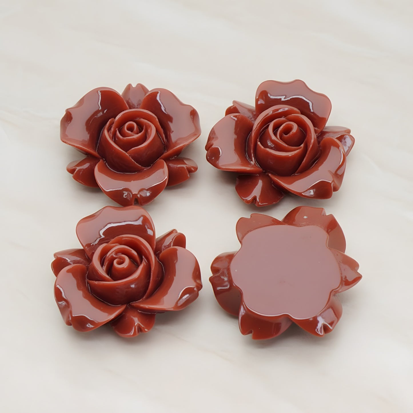 Rose Flower Flat Back Cabochon, 4 Pc (CB.200-01)