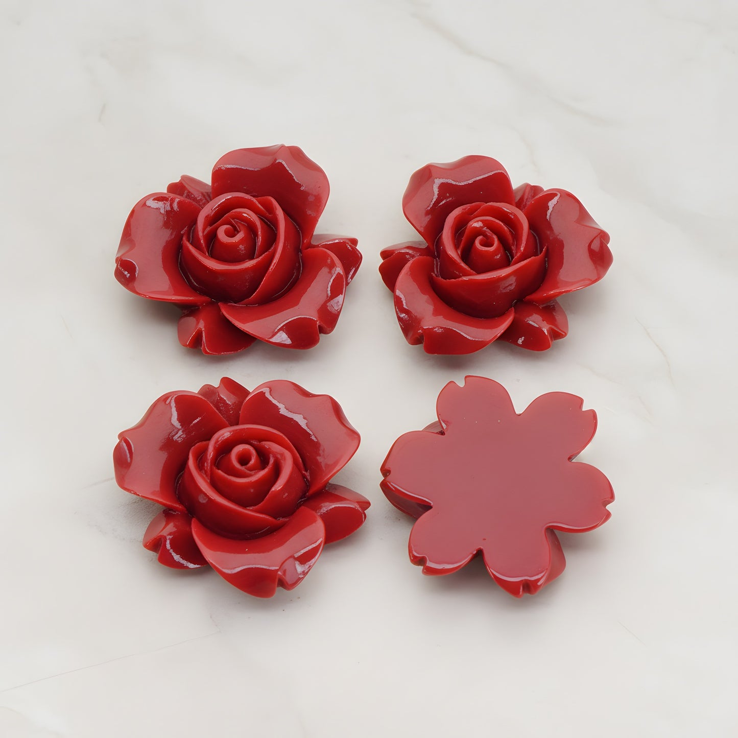 Rose Flower Flat Back Cabochon, 4 Pc (CB.200-01)