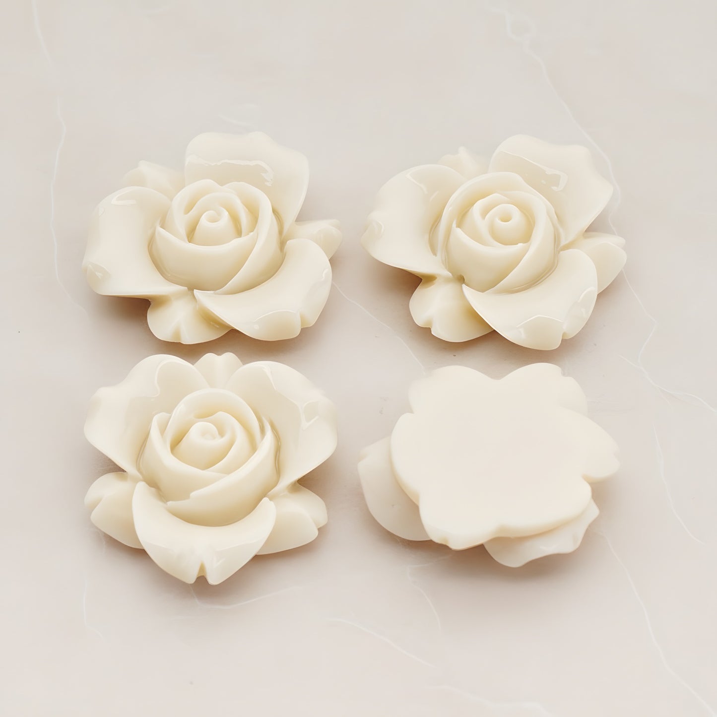 Rose Flower Flat Back Cabochon, 4 Pc (CB.200-01)