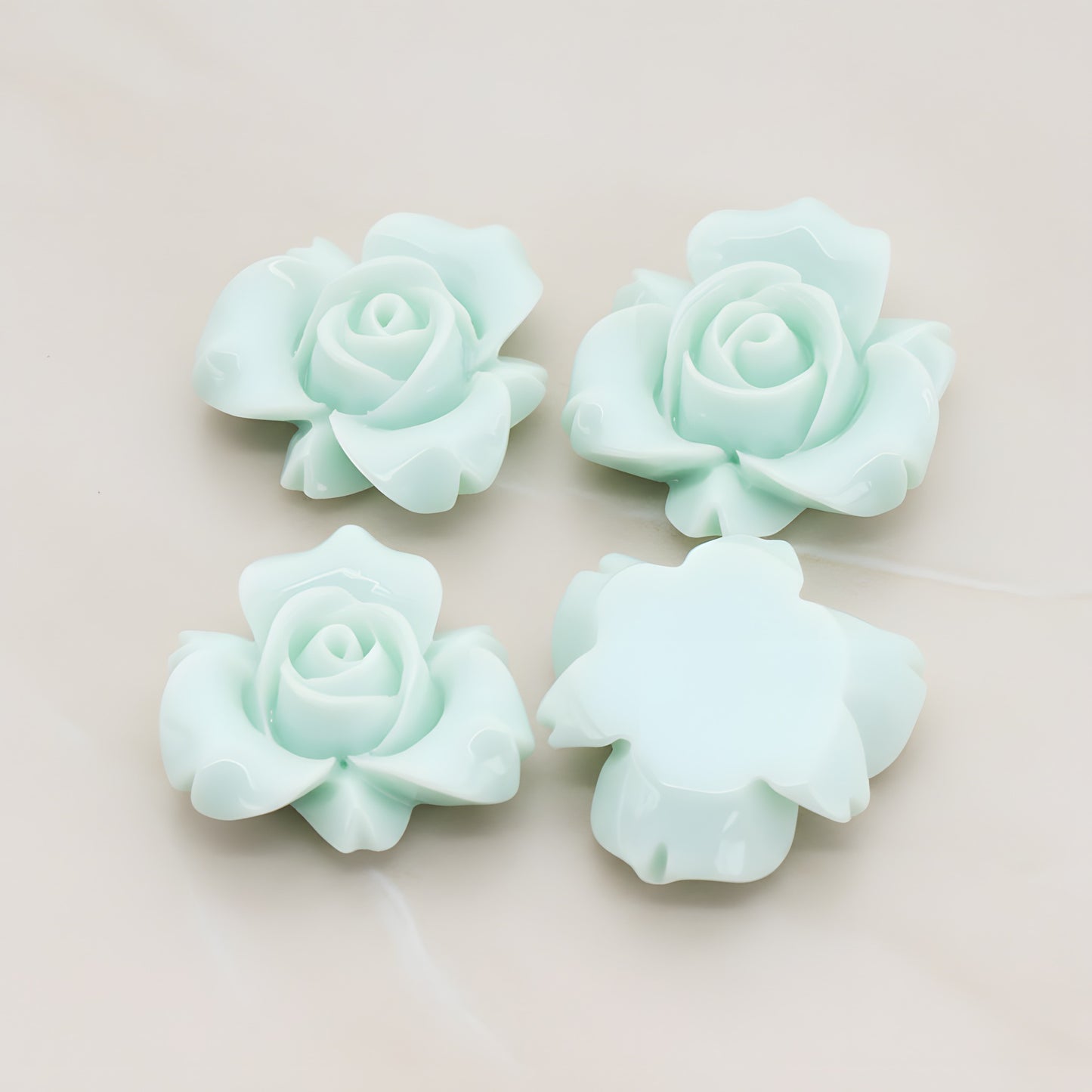 Rose Flower Flat Back Cabochon, 4 Pc (CB.200-01)