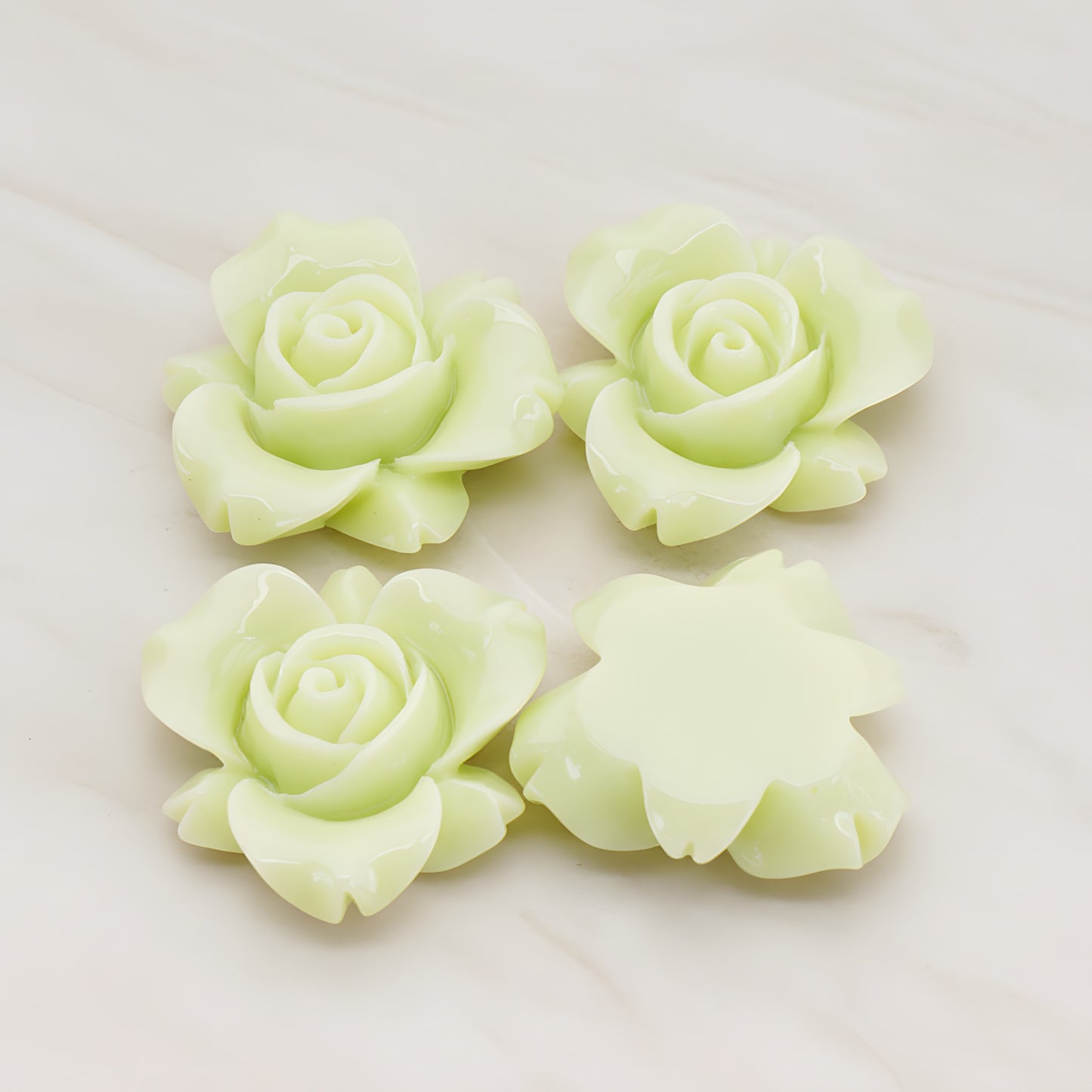 Rose Flower Flat Back Cabochon, 4 Pc (CB.200-01)