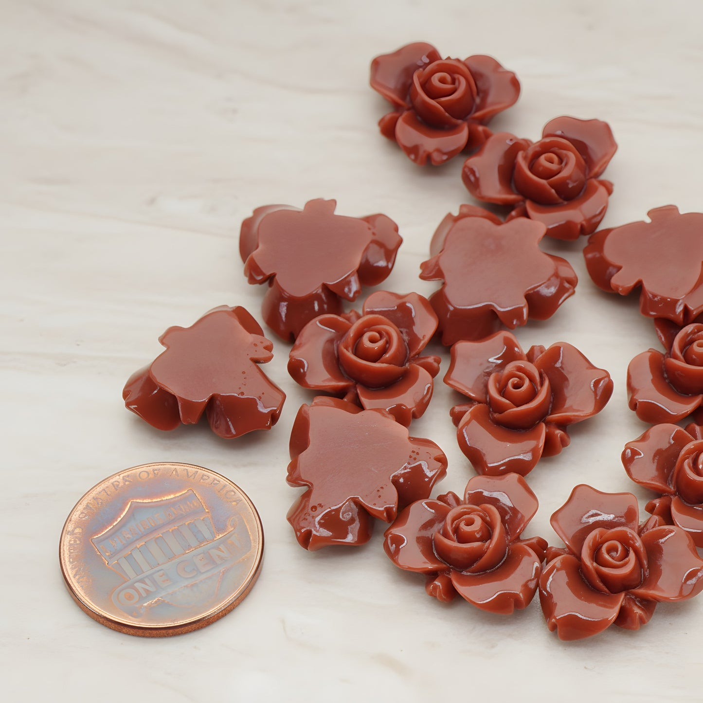 Small Rose Flower Flat Back Cabochon, 4 Pc (CB.200-02)
