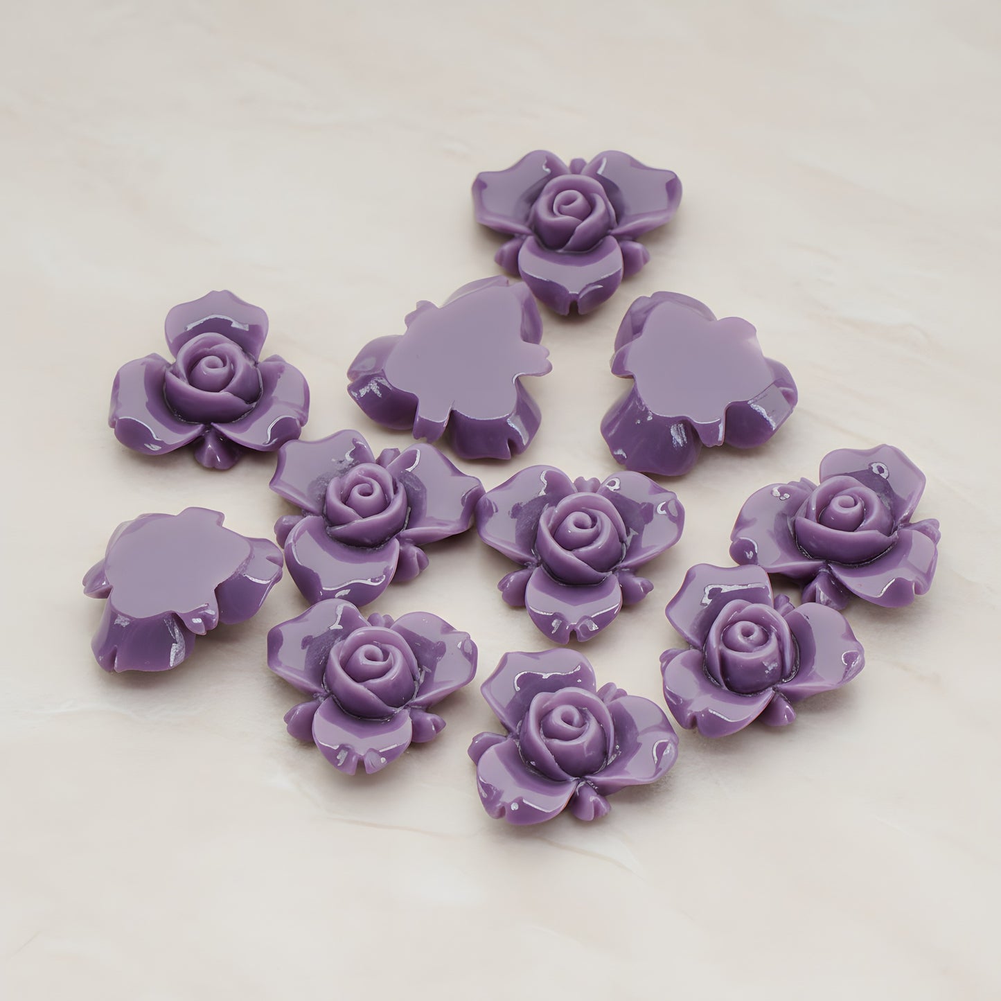 Small Rose Flower Flat Back Cabochon, 4 Pc (CB.200-02)