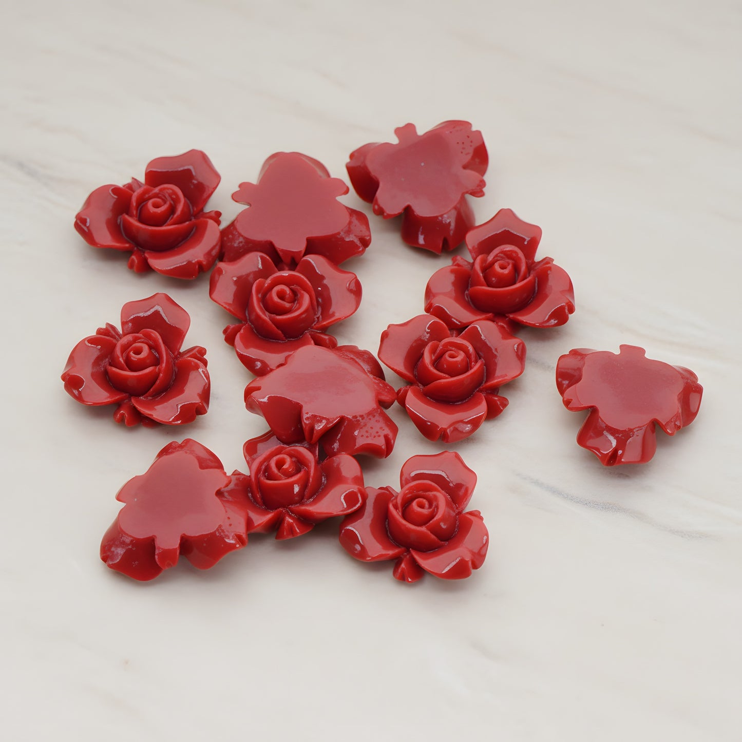 Small Rose Flower Flat Back Cabochon, 4 Pc (CB.200-02)