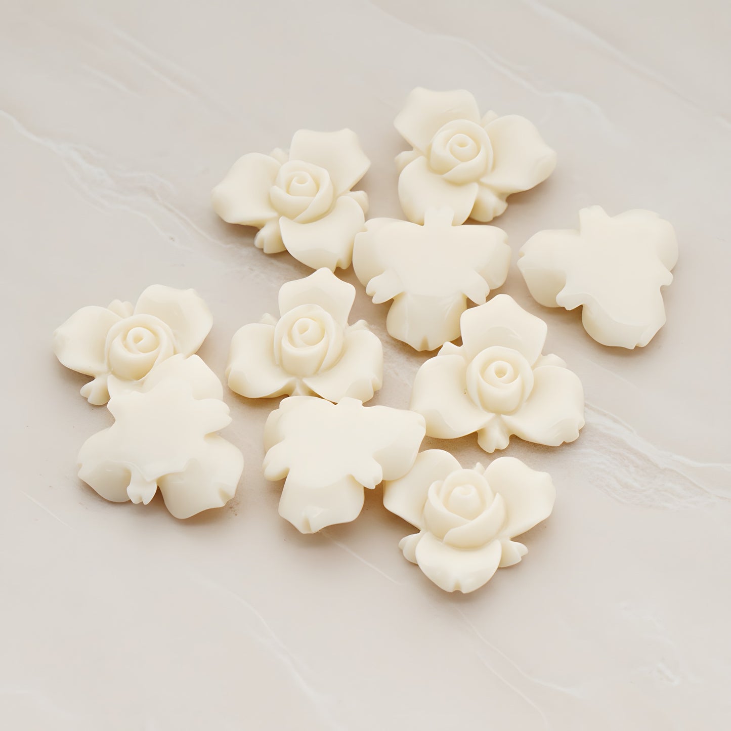 Small Rose Flower Flat Back Cabochon, 4 Pc (CB.200-02)
