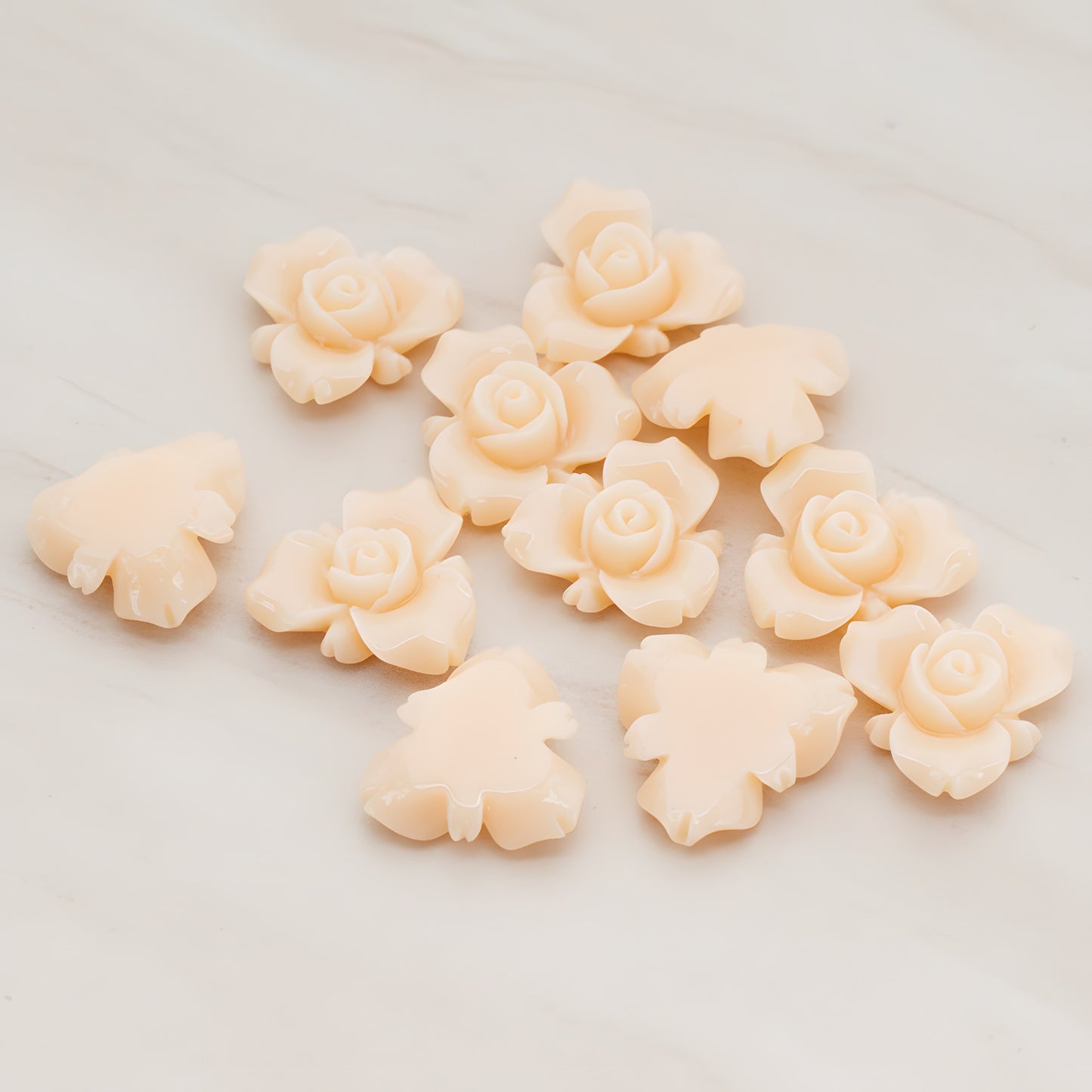 Small Rose Flower Flat Back Cabochon, 4 Pc (CB.200-02)