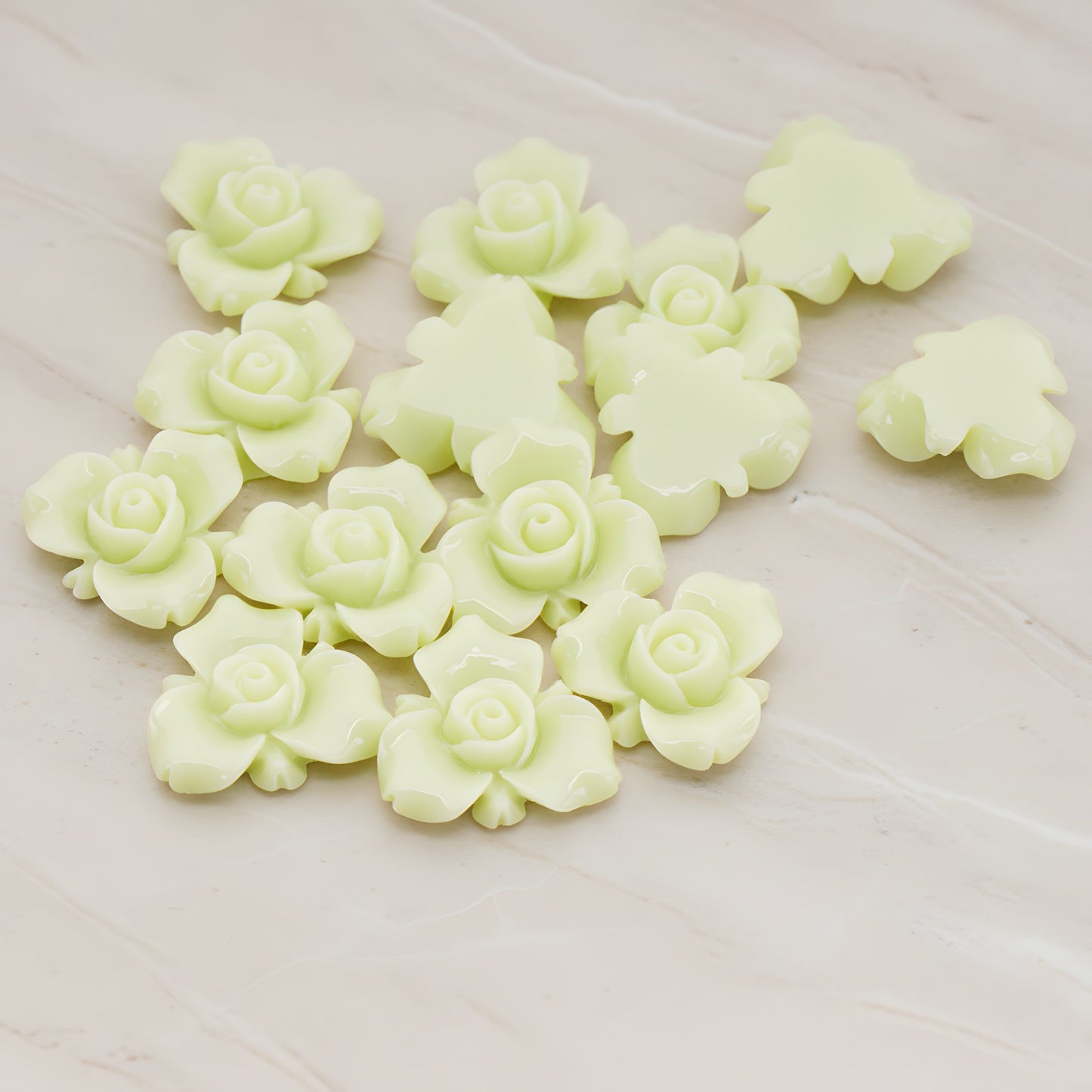 Small Rose Flower Flat Back Cabochon, 4 Pc (CB.200-02)