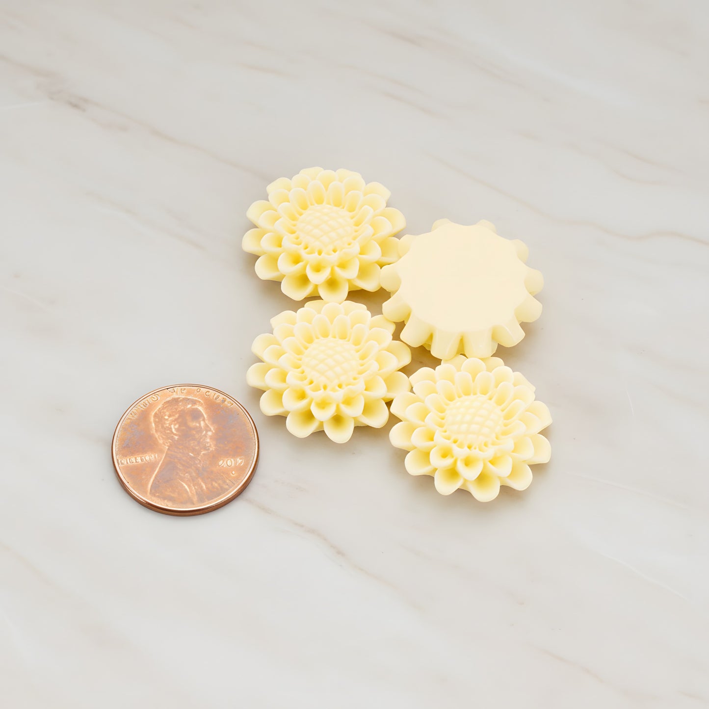 Sunflower Flat Back Cabochon, 4 Pc (CB.203-01)