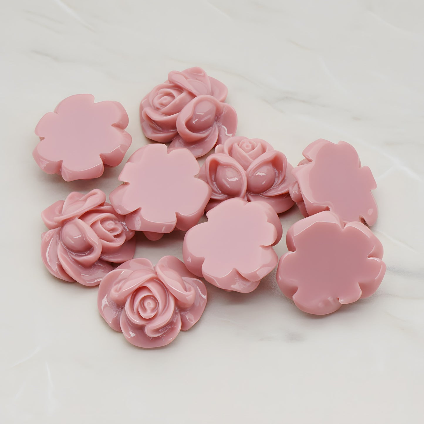 Full Bloom Rose Flower Flat Back Cabochon, 4 Pc (CB.214-01)