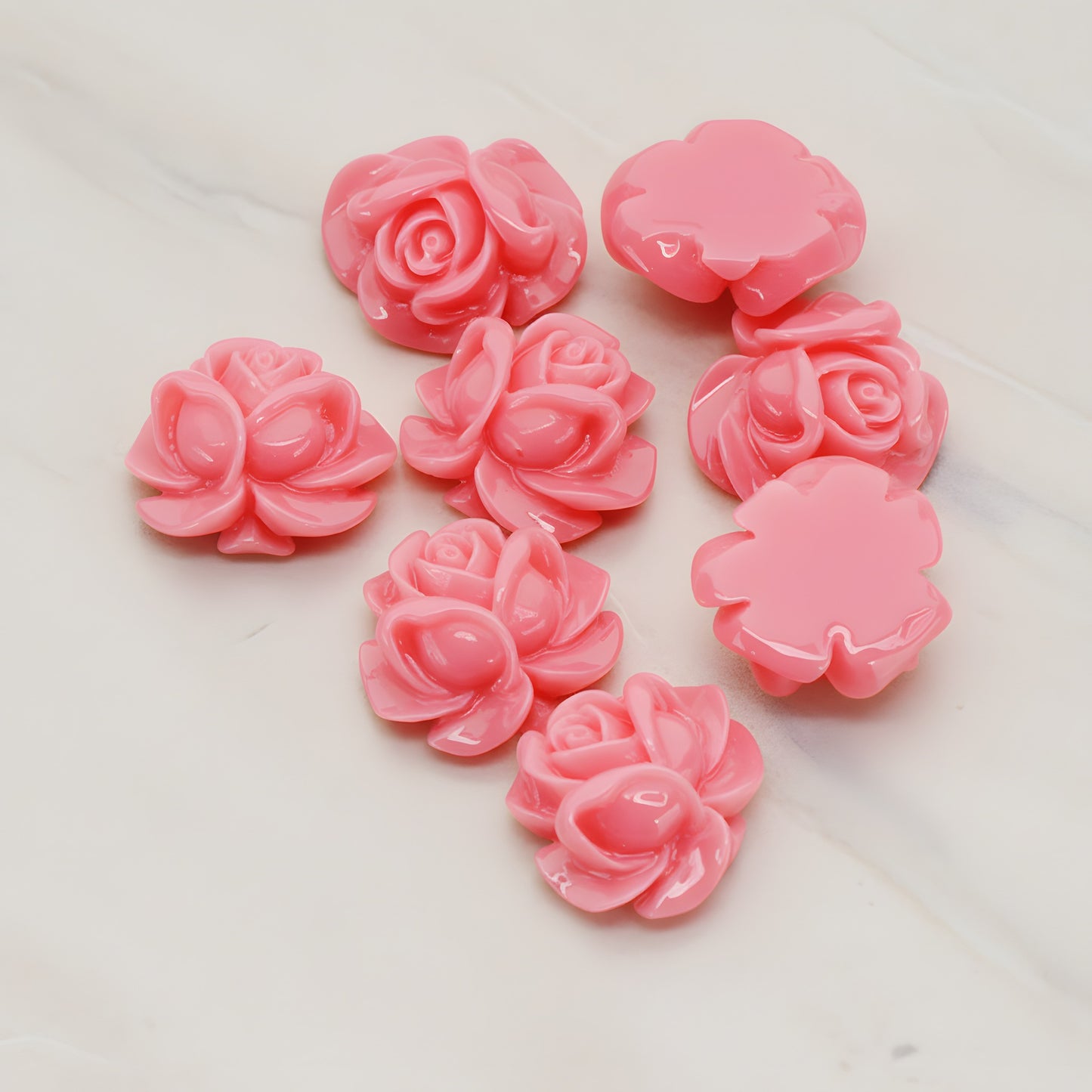 Full Bloom Rose Flower Flat Back Cabochon, 4 Pc (CB.214-01)