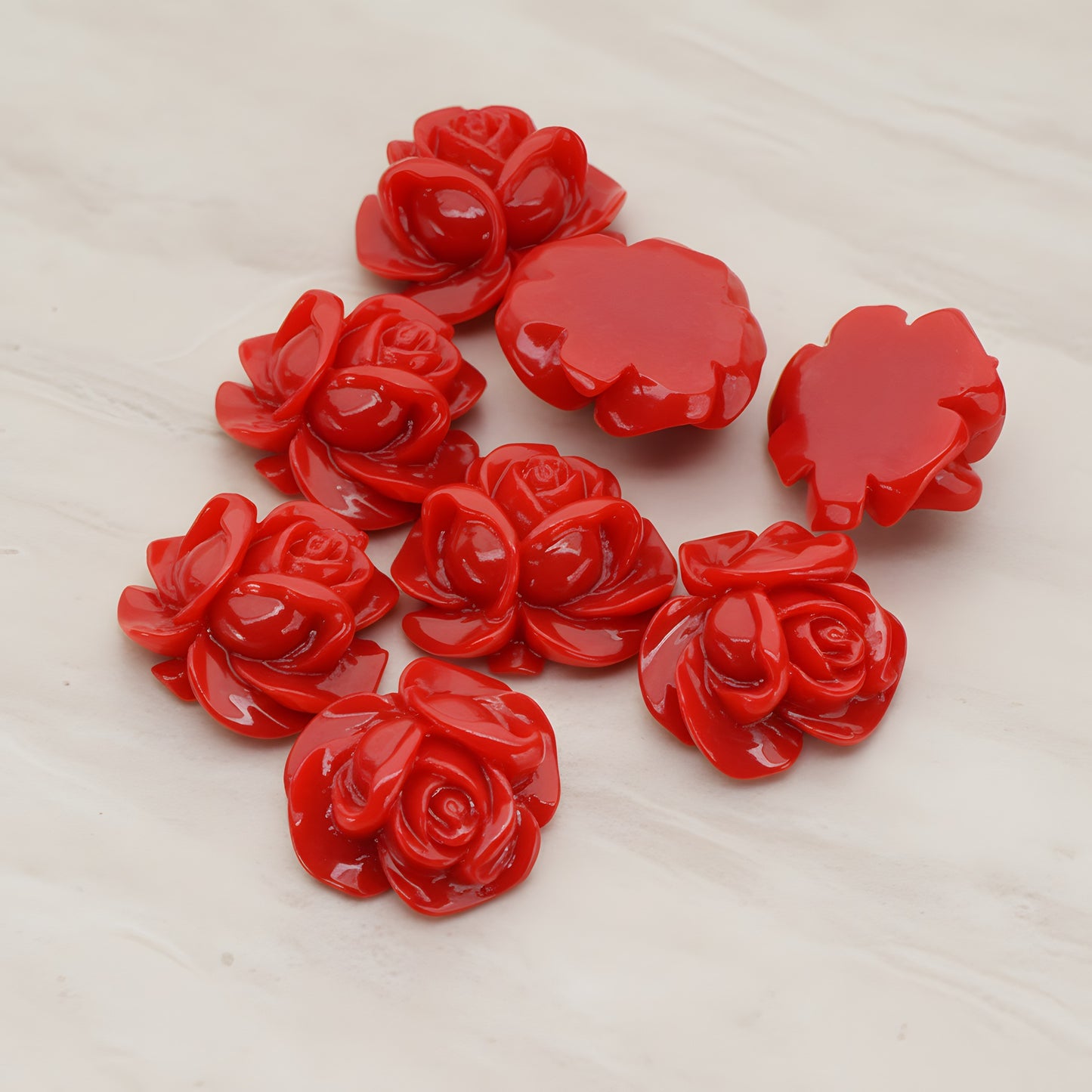 Full Bloom Rose Flower Flat Back Cabochon, 4 Pc (CB.214-01)