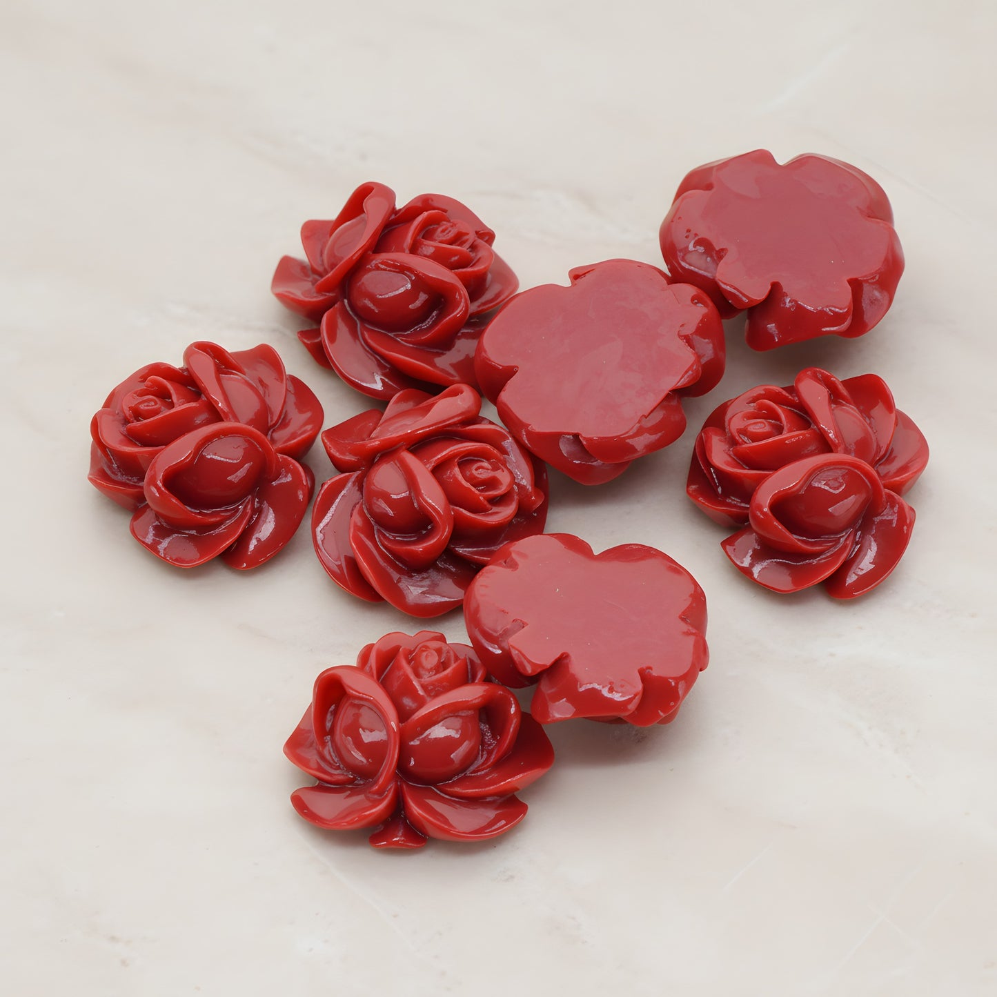 Full Bloom Rose Flower Flat Back Cabochon, 4 Pc (CB.214-01)