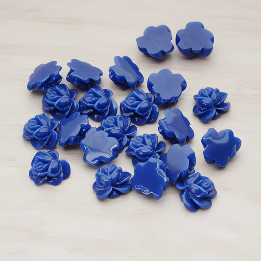 Full Bloom Rose Flower Flat Back Cabochon, 6 Pc (CB.214-02)