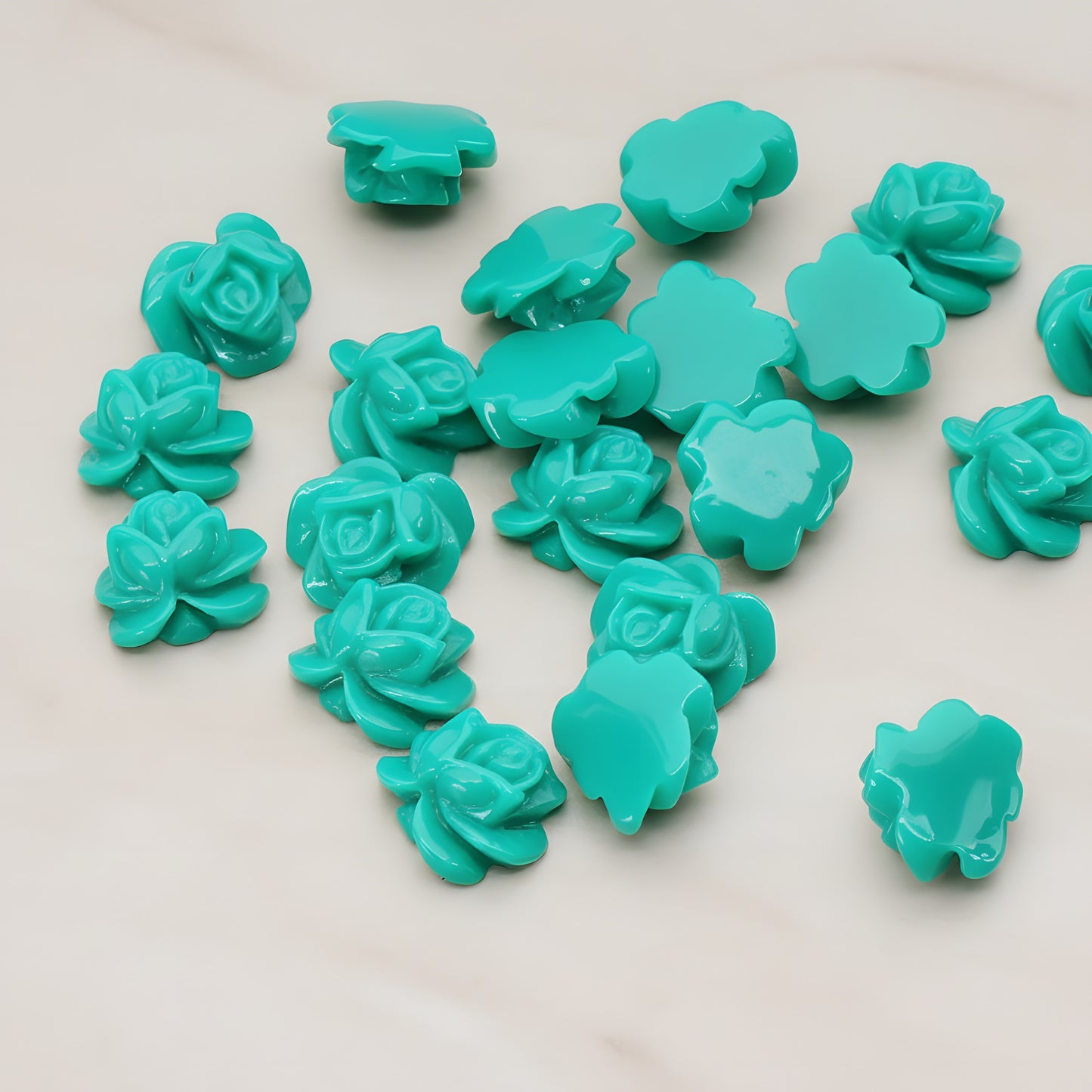 Full Bloom Rose Flower Flat Back Cabochon, 6 Pc (CB.214-02)