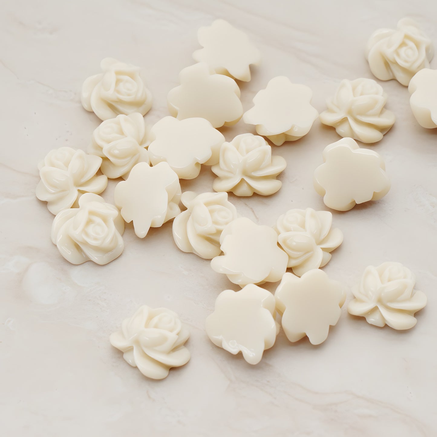 Full Bloom Rose Flower Flat Back Cabochon, 6 Pc (CB.214-02)