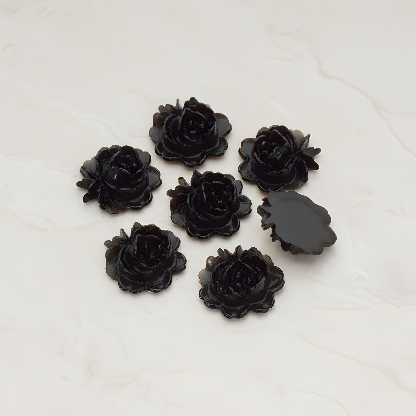 Rose Flower Flat Back Cabochon, 6 Pc (CB.503)