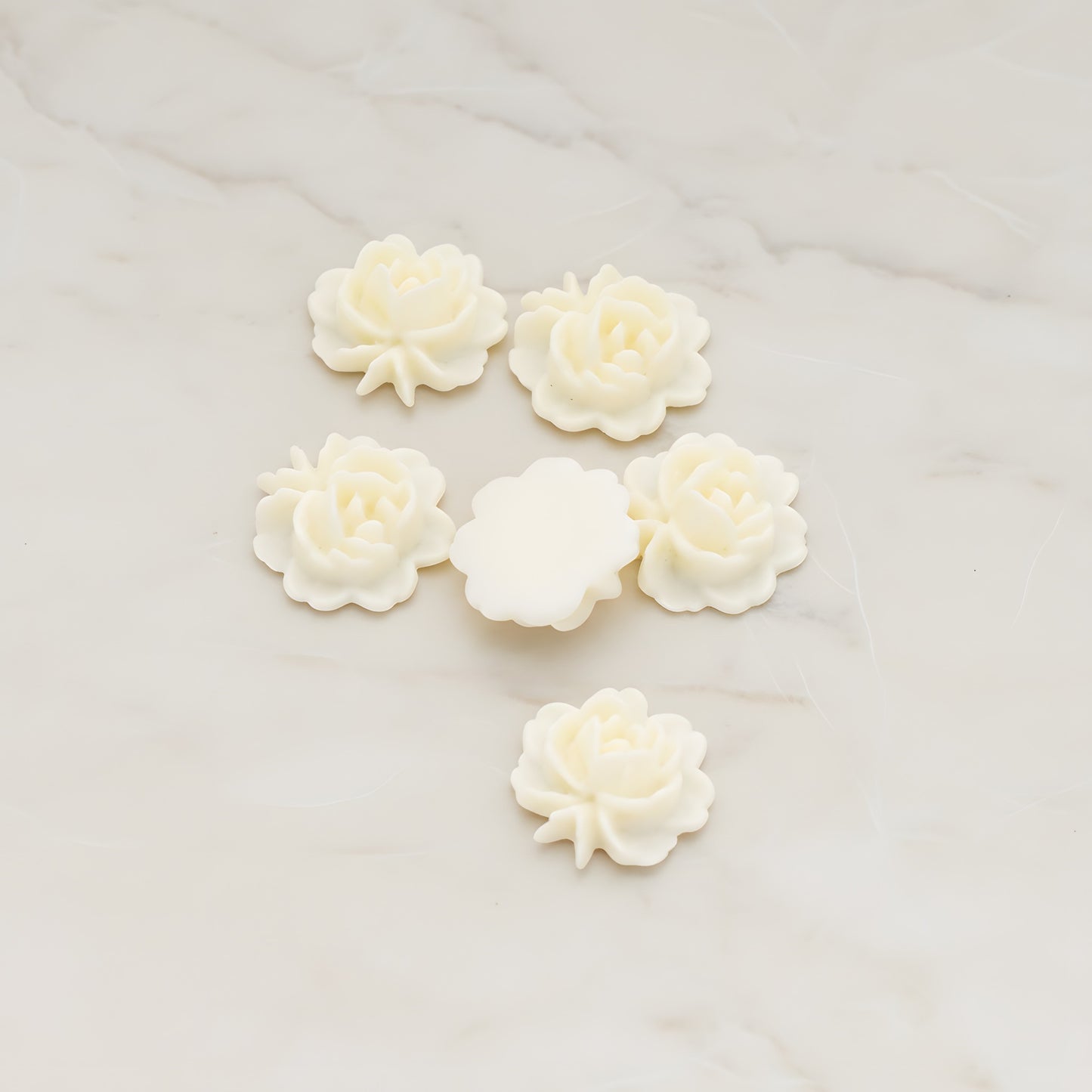 Rose Flower Flat Back Cabochon, 6 Pc (CB.503)