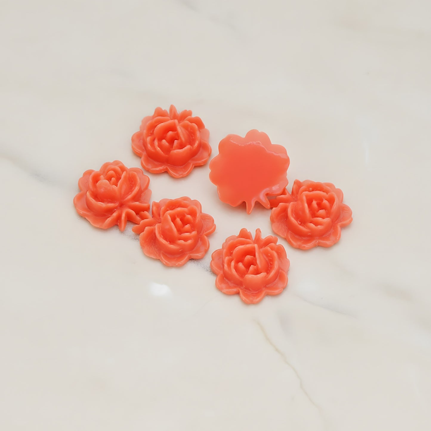 Rose Flower Flat Back Cabochon, 6 Pc (CB.503)