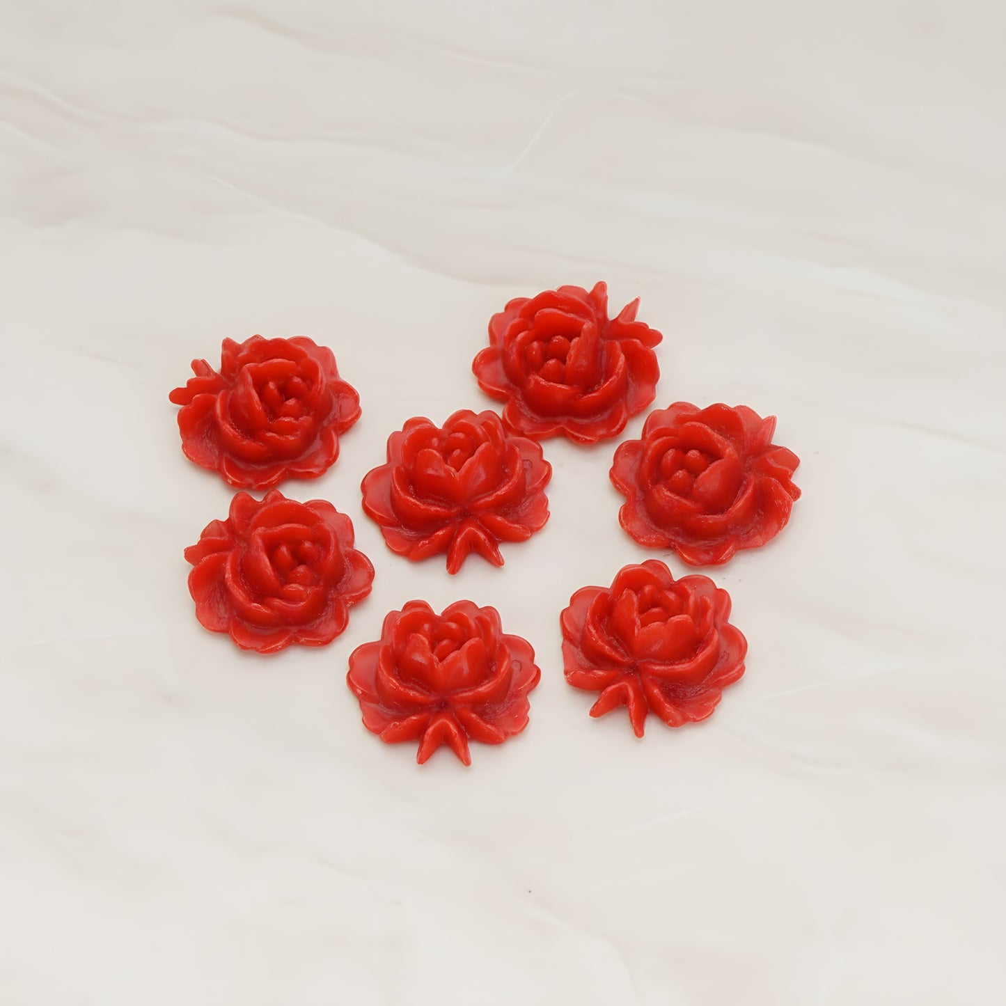 Rose Flower Flat Back Cabochon, 6 Pc (CB.503)